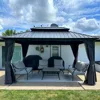 10' X 14' Gazebo Outdoor Gazebo with Dual-Layer Galvanized Steel Double Roof for Patio Lawn Garden Aluminum Gazebos 1