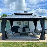 10' X 14' Gazebo Outdoor Gazebo with Dual-Layer Galvanized Steel Double Roof for Patio Lawn Garden Aluminum Gazebos 1
