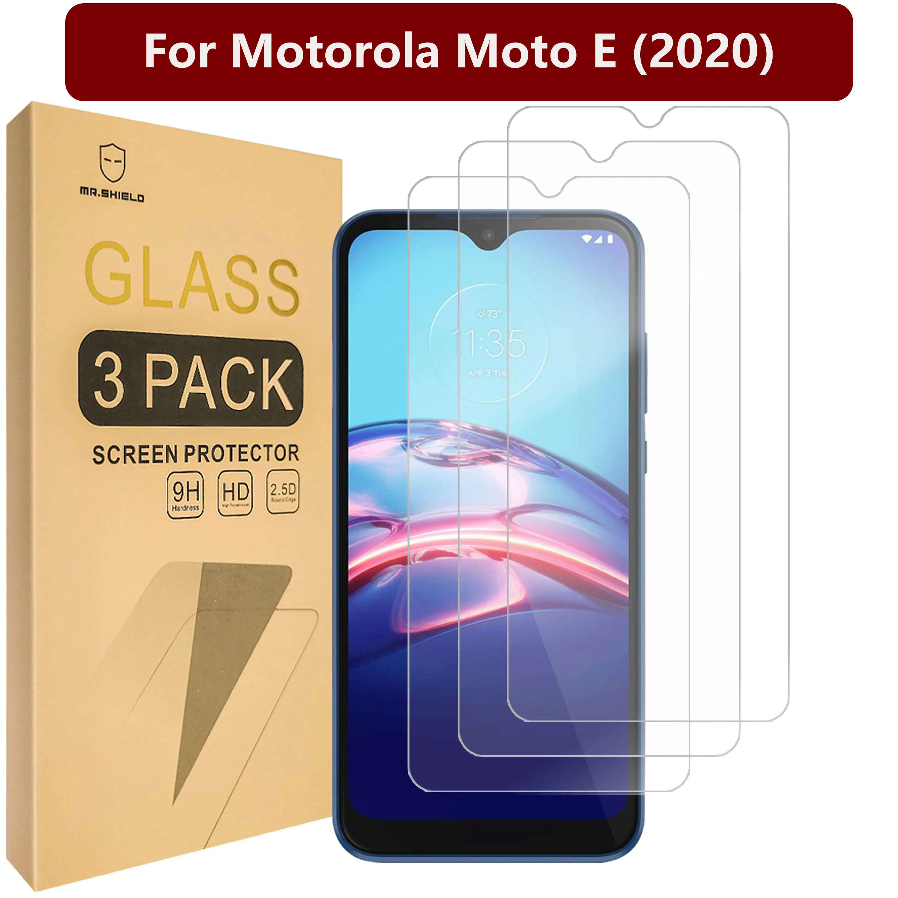 

Mr.Shield [3-Pack] Designed For Motorola Moto E (2020) [Tempered Glass] [Japan Glass with 9H Hardness] Screen Protector