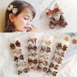 5pcs Baby Hair Clips Girls Bow Hairpins Cute Floral Plaid Dot Children Hairpin Child Barrettes Headwear Hair Accessories
