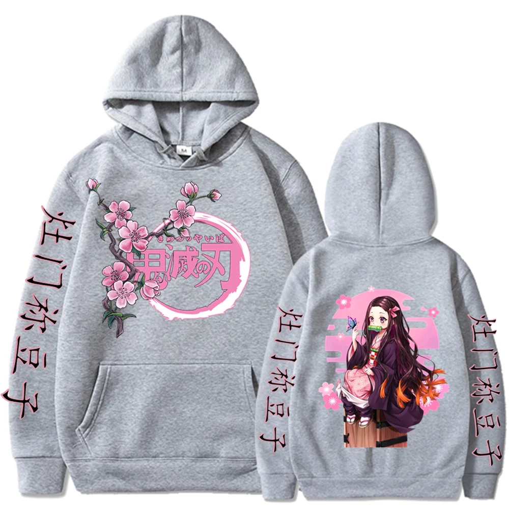 Demon Slayer Anime Hoodies Kamado Nezuko Manga Printed Men Women Hooded Pullovers Oversized Streetwear Male Harajuku Sweatshirt 5