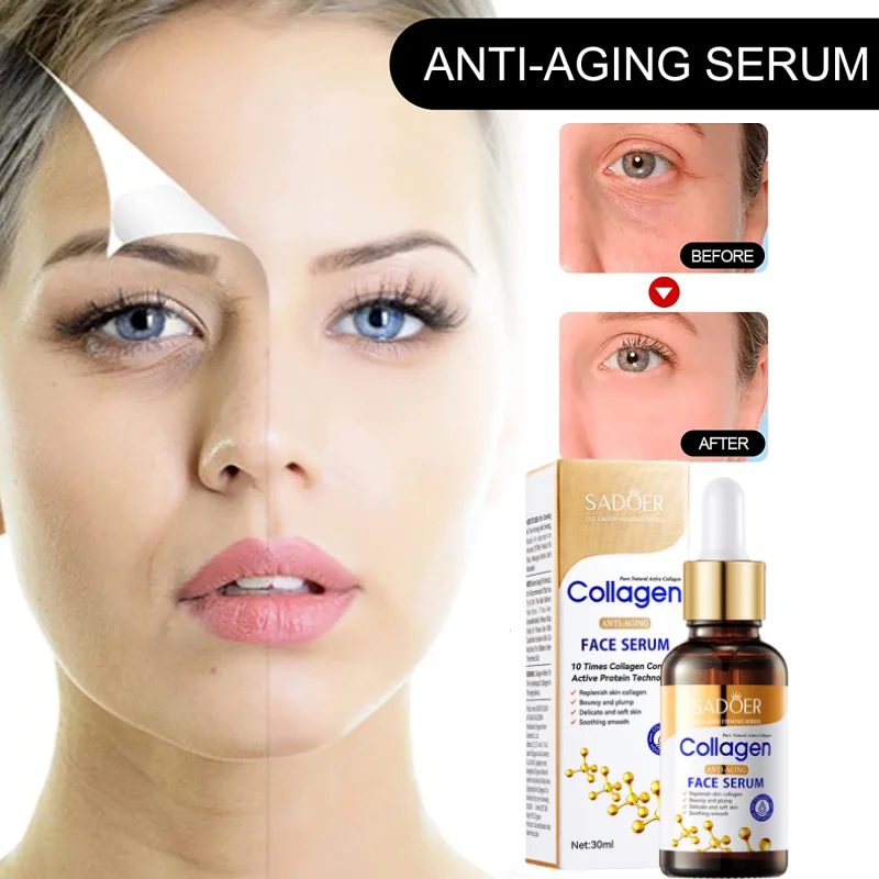 Bone Collagen Peptide Face Serum Reduce Fine Line Wrinkles,Tighten Lift Skin Care,Anti-Aging Smoothing Facial Serum Shrink Pores