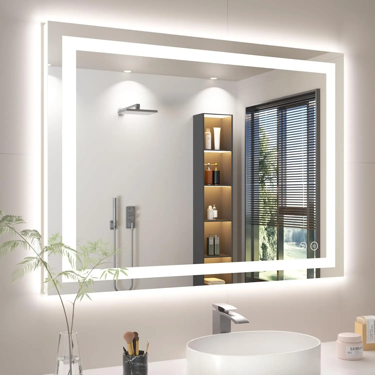 40X30 LED Bathroom Mirror with Lights, Anti-Fog, Backlit + Front Lit, Lighted Bathroom Vanity Mirror for Wall, Memory Function,