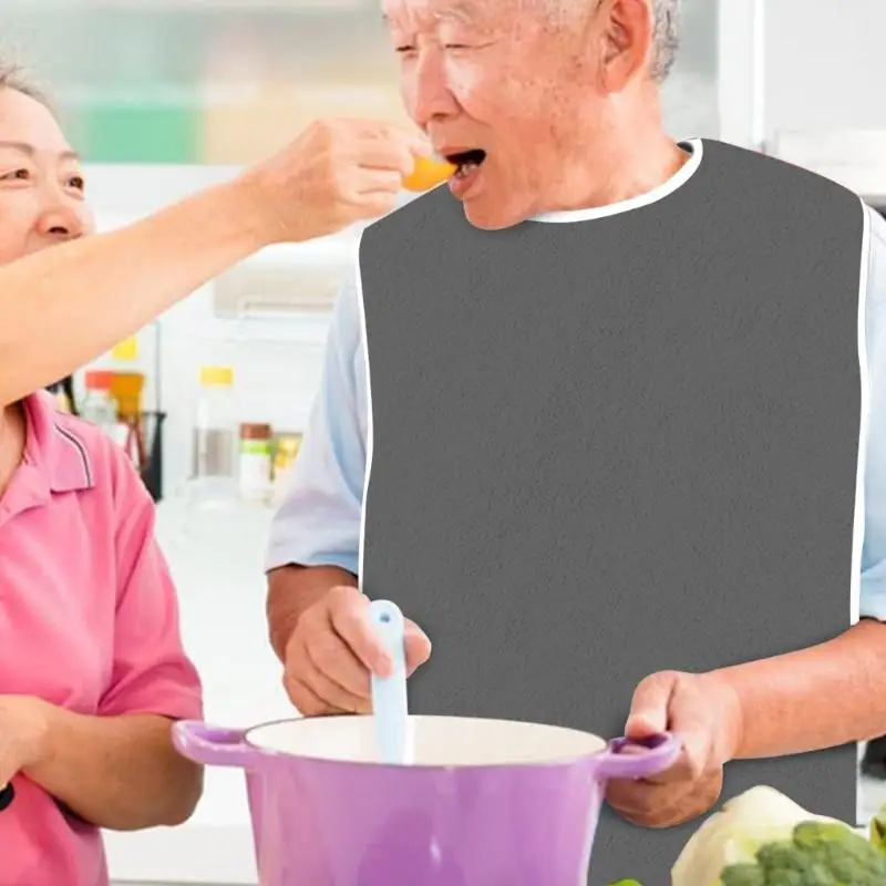 E74C Adult Bibs for Women Men Reusable Adult Bibs for Eating Waterproof Large