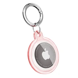 Transparent Waterproof Anti-Lost Keychain Holder for Pet Collars and Key Trackers (Pink)