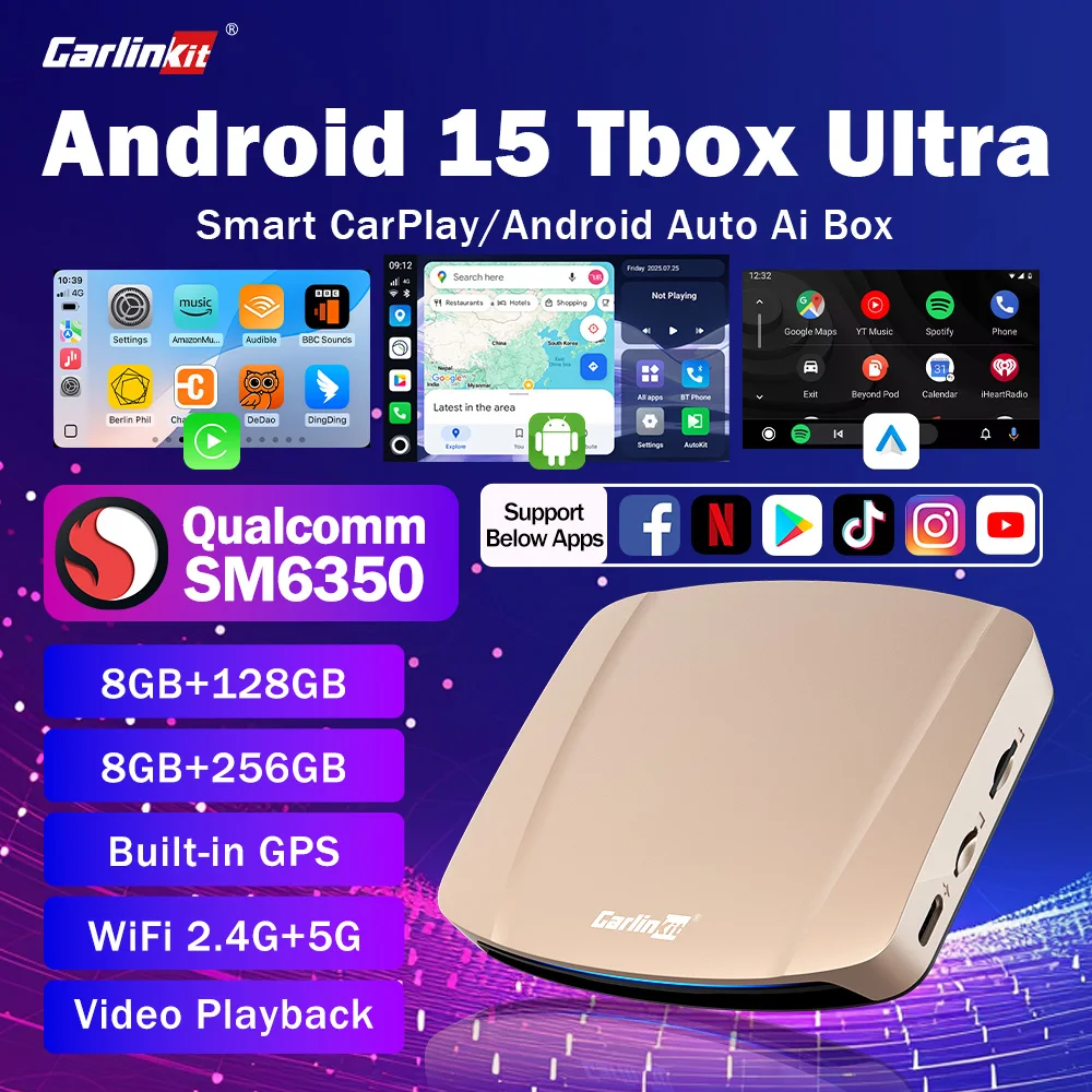 カーナビ Carlinkit Tbox Ultra Android15 LSCH68001 CarlinKit Tbox-Ultra Android 15 TV Box WiFI6 Wireless Android Auto
