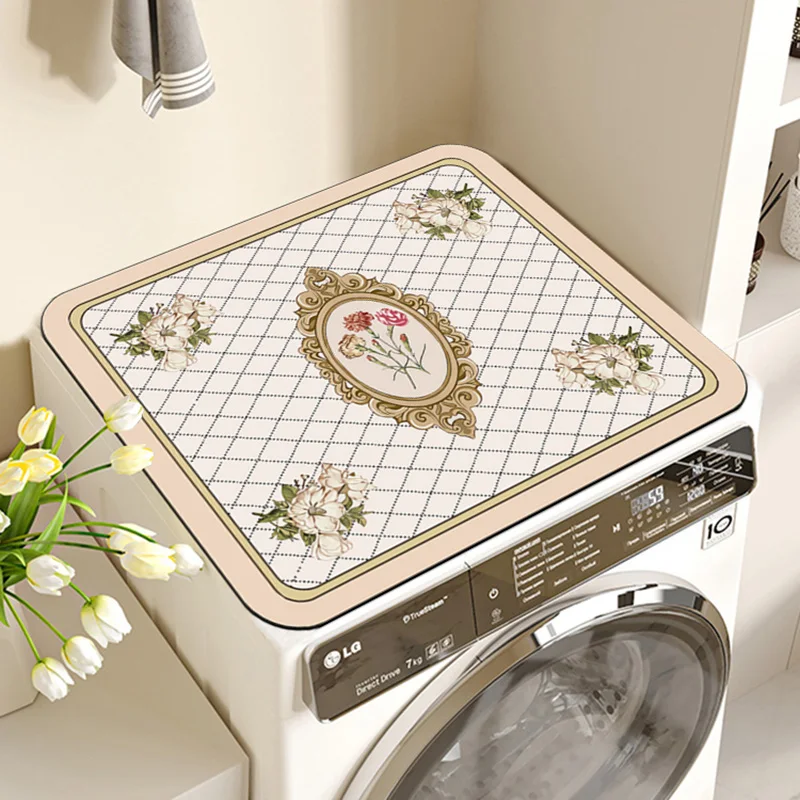 Washing Machine Dust Cover Fridge Microwave Oven Protector Dustproof Drying Mat Absorbent Non Slip Kitchen Drain Pad washing machine cover