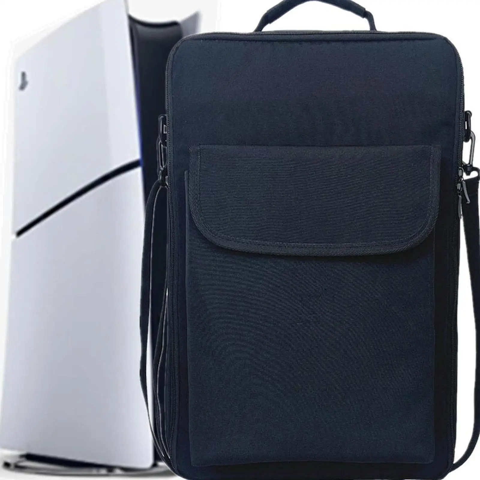 Gaming Console Backpack Carrying Bag Dustproof Zippered Pocket Shoulder Bag Travel Carrying Case for Power Cords Cards Laptop