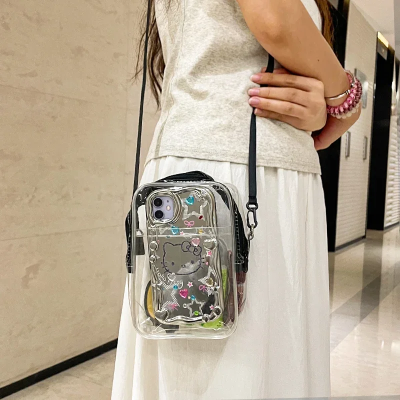 Portable Transparent Clear Phone Bag Crossbody Shoulder Bags With Strap Zipper Waterproof Bag Fashion Casual Shoulder Pouch