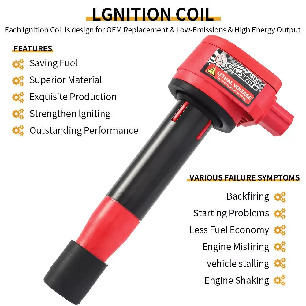 Performance Ignition Coils Set Of 6 Ignition Coils For Honda/Acura V6 3.5L 3.7L (2008-2017) - Replaces UF603, C1624, 5C1681 Denso Ignition Coil