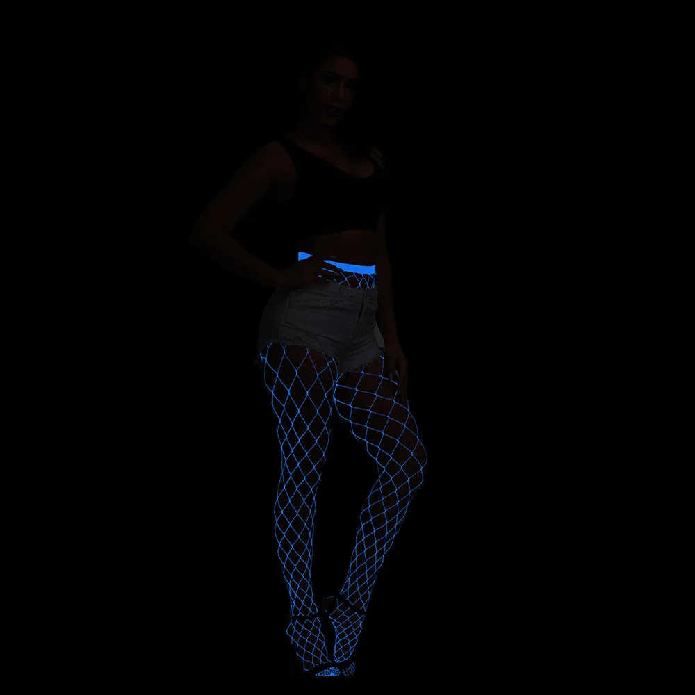 Leuchtende Netzstrümpfe für Damen, hohe Taille, im Dunkeln leuchtende Leggings, Strumpfhosen für Party, Halloween, Kostümzubehör – Detail 13