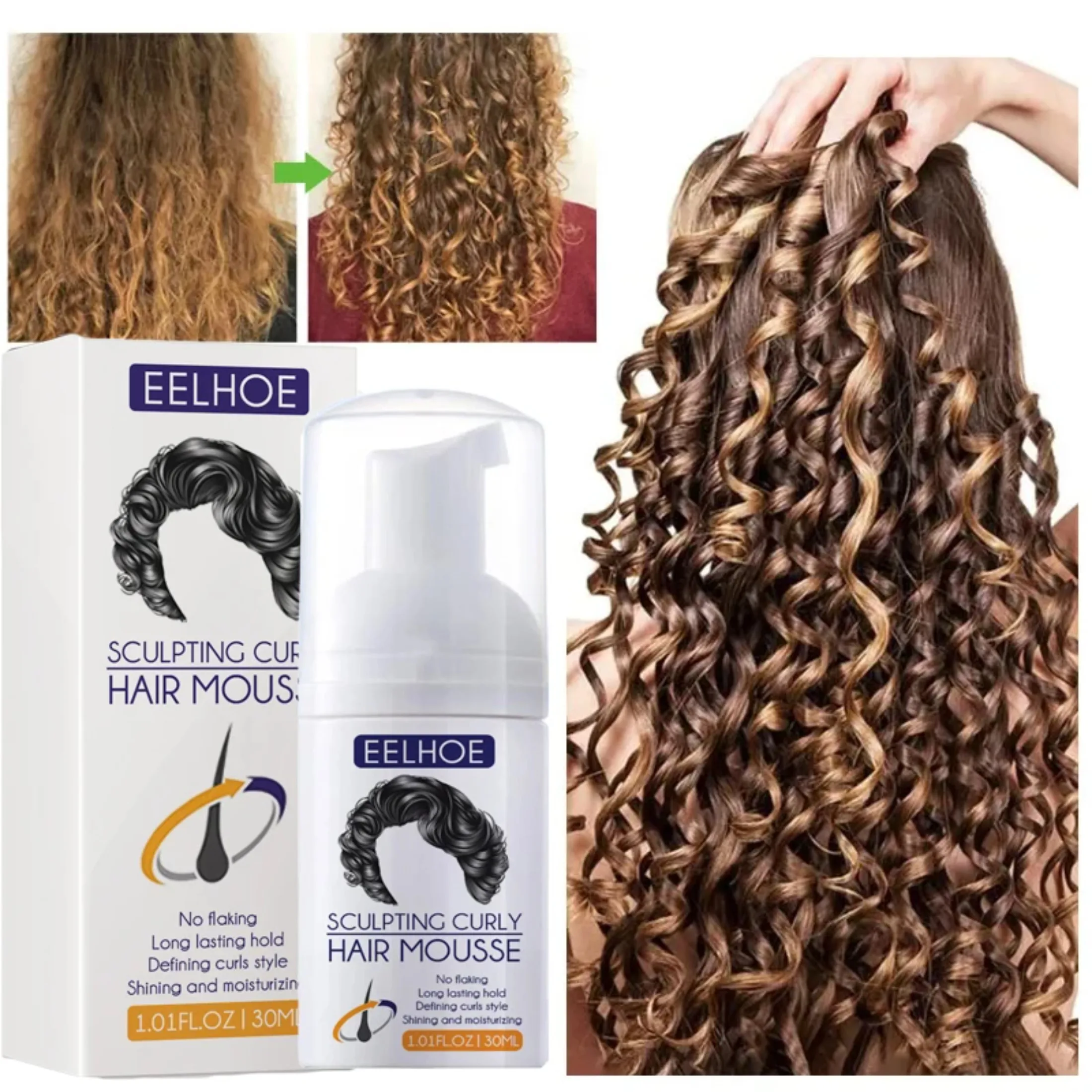 Curly Hair Mousse Repair Curling Foam Serum Lasting Fluffy Hairstyle Repair Damaged Roots Deep Hydration Nourishing Hair Care