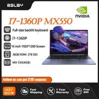 16 Inch Intel Core I7-1360P NVIDIA MX550 4G Laptop 12 Cores 16 Threads 36GB DDR4 2TB SSD HD Camera Portables Gaming Netbook