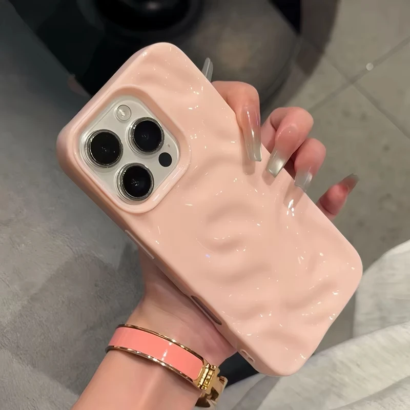 Luxury Soft Silicone Wave Fold Pattern Phone Case - Candy Bumper Back Cover