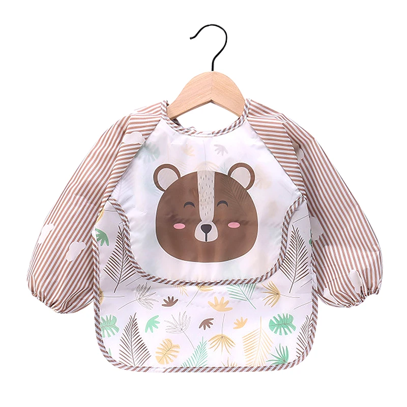 Cute Baby Bibs Toddler Baberos Bavoir Waterproof Long Sleeve Apron Cartoon Animals Children Feeding Smock Bib Baby Stuff 0-3Y baby headband Baby Accessories