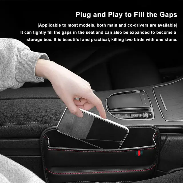 Car Seat Crevice Storage Box Auto Seat Gap Filler Organizer With Charging  Line Hole PU Leather Interior Console Side Pocket - AliExpress