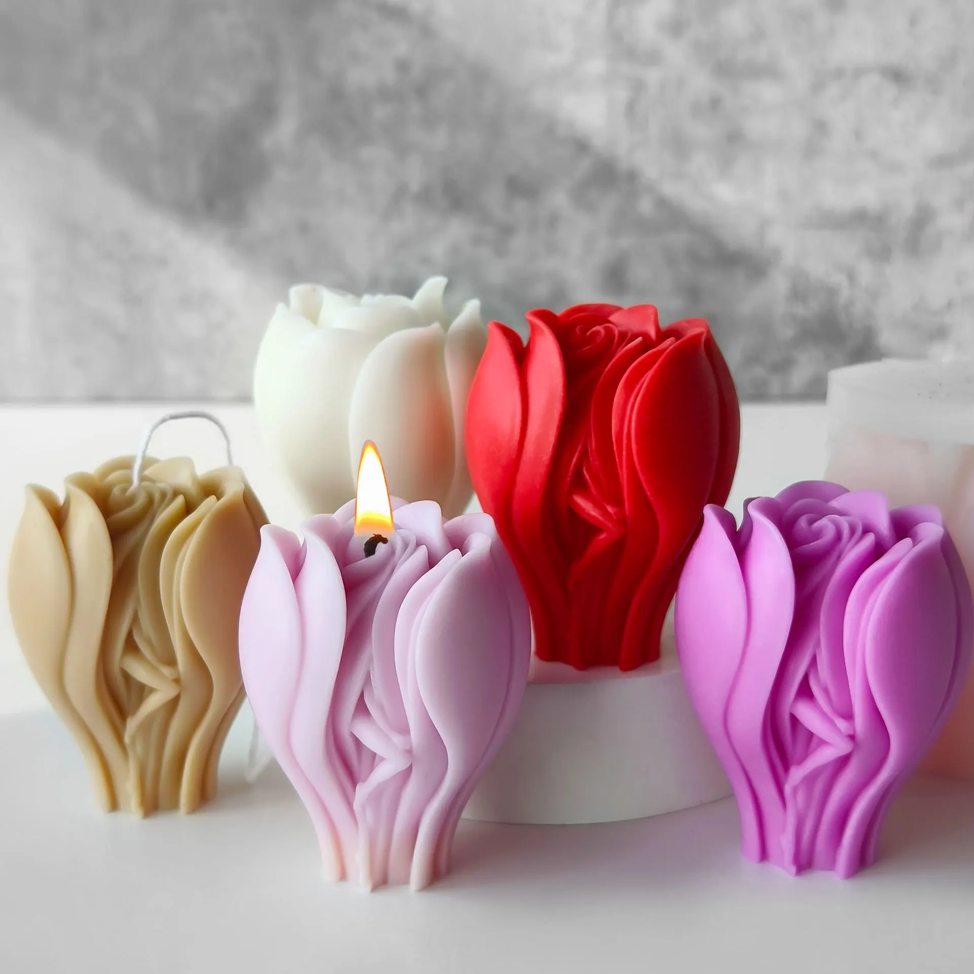 Silicone Mold Rose Flower Aromatherapy Candle DIY Handmade Soap Three-dimensional Plaster Ornaments