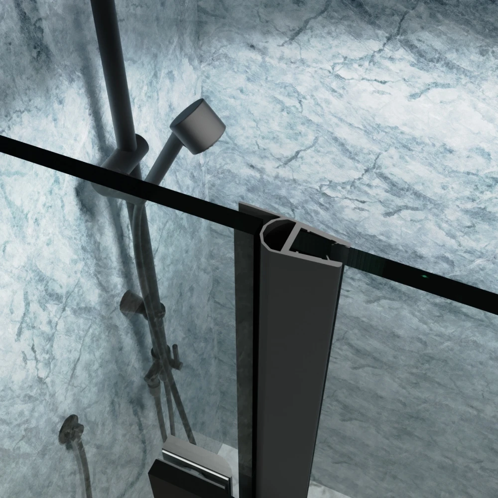 34 to 35-3/8 in. W x 72 in. H Bi-Fold Semi-Frameless Shower Doors in Matte Black with Clear Glass 2