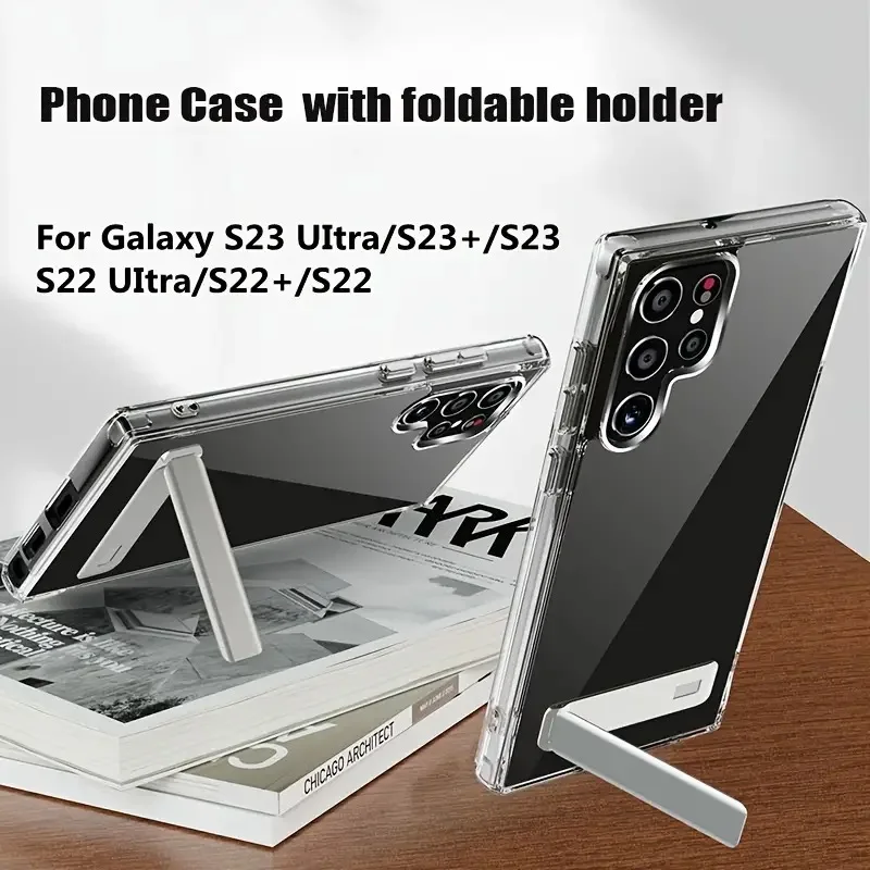 Clear Mobile Phone Case with Metal Kickstand - Shockproof Back Cover