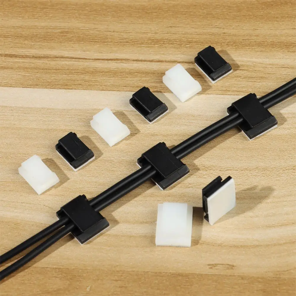 Cable Organizer Cable Tie Cable Clip Cable Clamp 10Pcs Self-adhesive Cable Clamp Table Desk Storage Wire Tie Practical Fixing Clip Wire Holder Organizer Durable Cable Clips