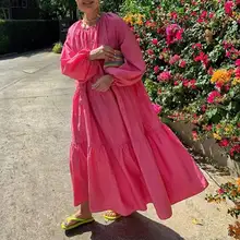 VONDA – Robe longue à volants style bohémien, tenue de soirée, surdimensionnée, manches lanternes, vacances, plage, été 