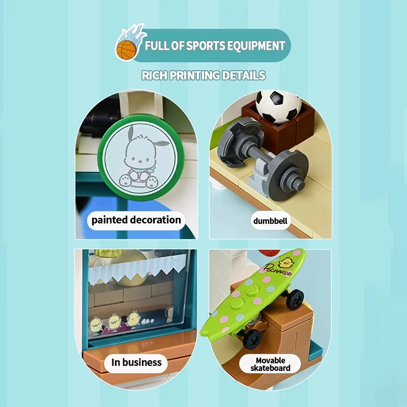 Sanrio Pochacco Gym Building Blocks City Streetview Design Sports
