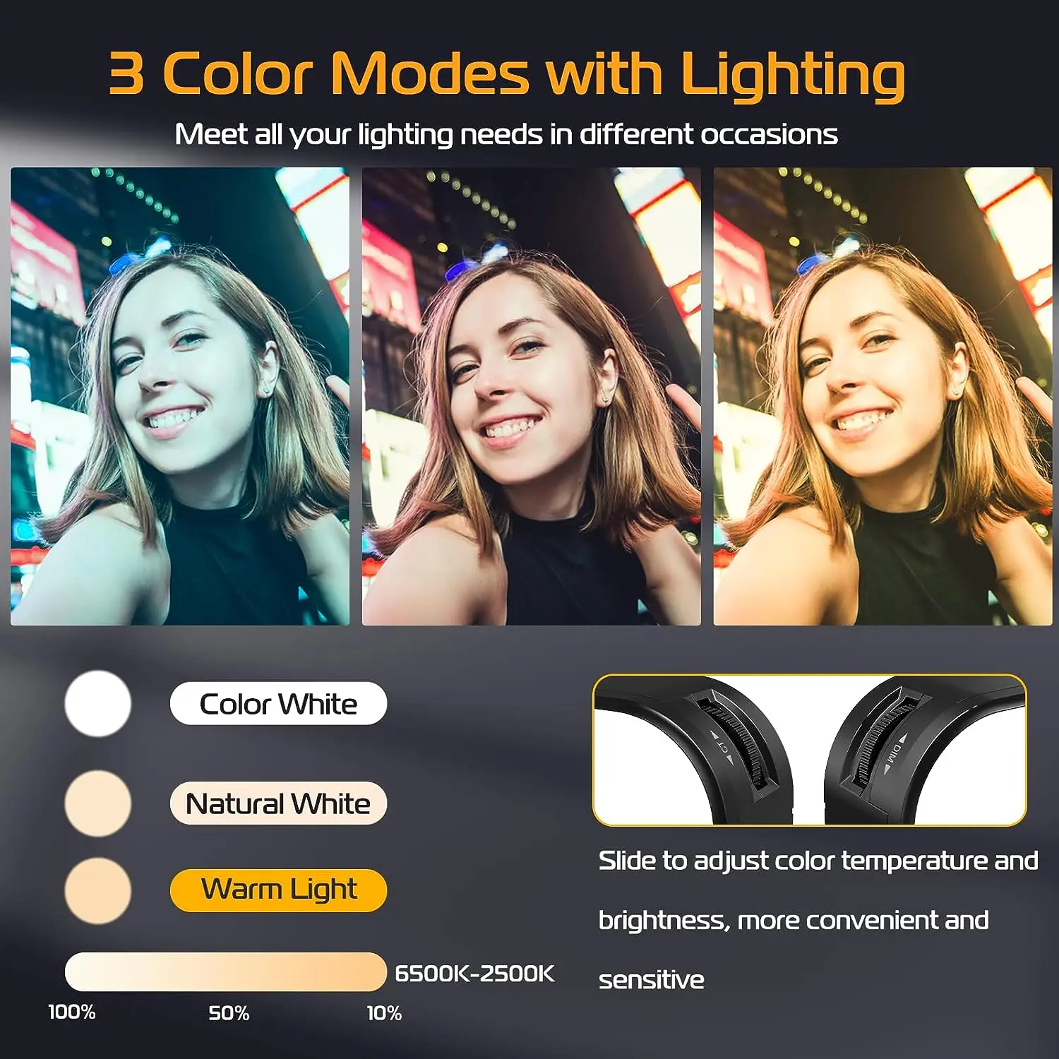 Ulanzi-dimmable Led Selfie Painel de Luz Bi-color Clip Telefone Laptop Tablet Computador Câmera Vl100x 25006500k - Image 6