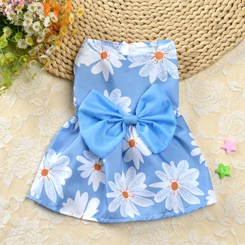 Dog Bowknot Floral Dress Pet Princess Dress Dog Sundress Dog Princess Dress Cute Summer Cat Clothing For Chihuahua Yorkie 4