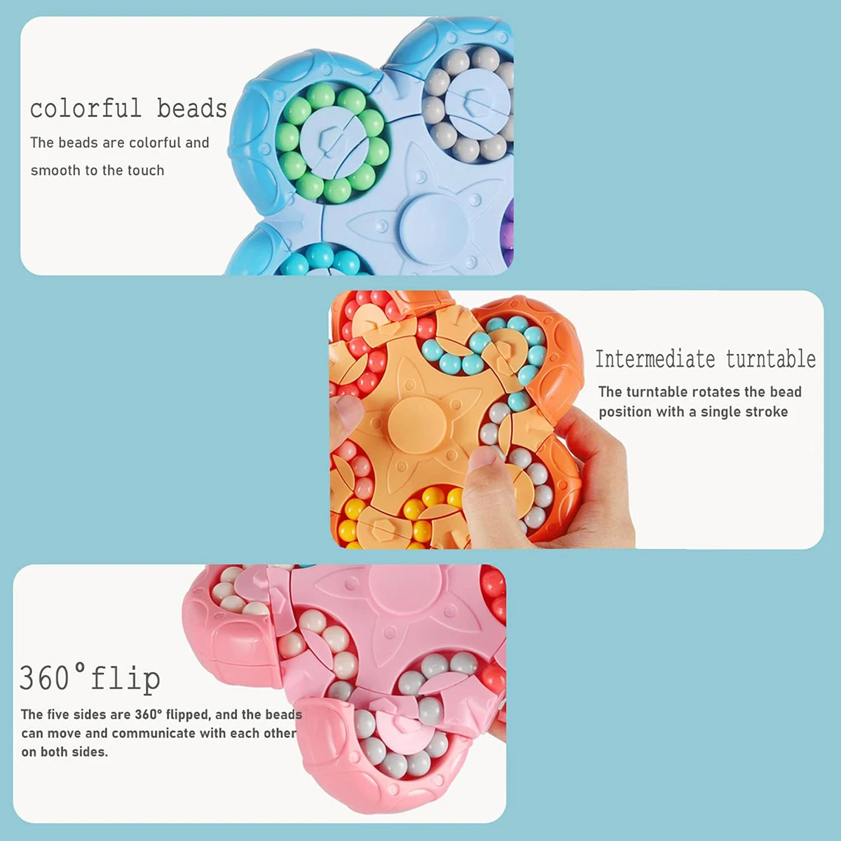 Ten sided rotating interactive magic bean puzzle flip toy, intelligence development Rubik's cube fingertip gyroscope, brain toy