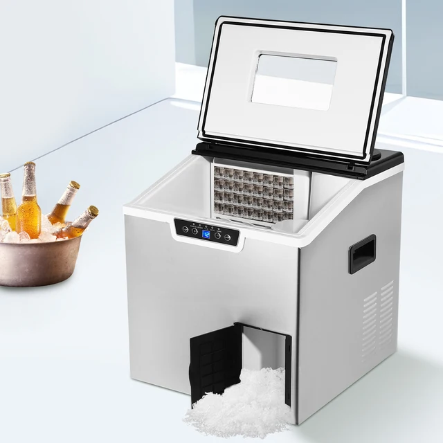 Machine à glaçons et broyeur de glace 2 en 1, 150-180W, 32 glaçons en 12-22 min, écran LCD, nettoyage automatique, acier inoxydable, pour la maison, le café, le bar, le bureau 1