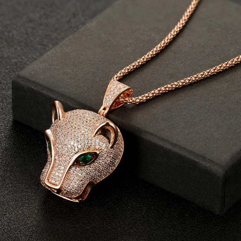 Zlxgirl jewelry Two size Trendy Leopard Designs pendant necklace jewelry of women men metal zirconia chain pendant free shipping