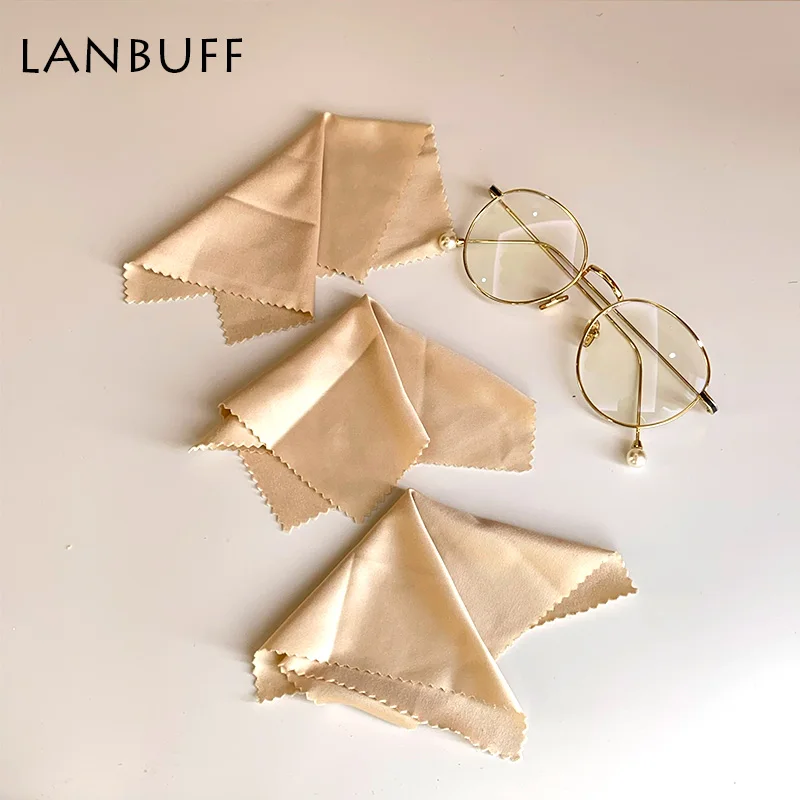 LANBO-100 개 150x150mm 개별 포장 카키색 마이크로파이버 안경 클리닝 천 렌즈 휴대폰 스크린 클리닝 물티슈, 란보