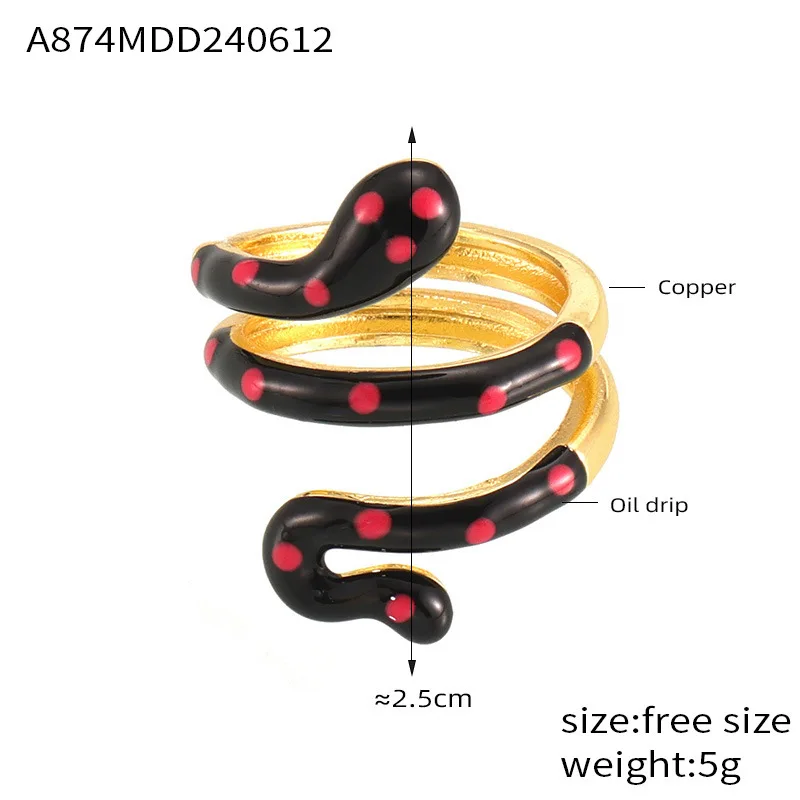 Bunte Emaille niedlichen Schlange Designer Frauen Ring Kupfer ringe für Frauen Luxus Schmuck Geschenk – Detail 2
