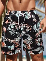 Men's Palm Leaf Tropical Plants Shorts Swimming Trunks Board Shorts Fashion Streetwear Pocket Drawstring Shorts Men's Underwear 2