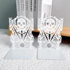 White Skull Bookends Metal Craft Bookends Non-Slip Heavy Duty Bookends Gift for Book Lovers Desktop Office Supplies Iron Bookend 3