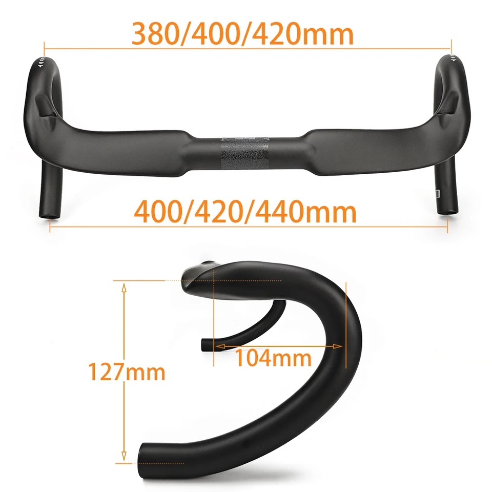 Guidon Vélo Route Carbone 400mm Avec Potence - 14° Drop - Léger Et Aérodynamique