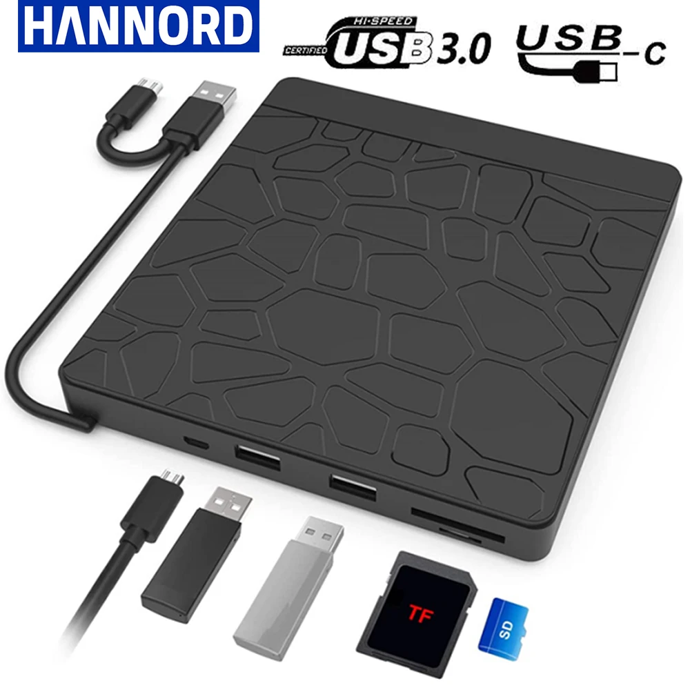 

Внешний привод USB 3,0/Type-C тонкий внешний DVD RW CD записывающий привод, устройство для чтения, проигрыватель, оптические приводы со слотами SD/TF и USB3.0