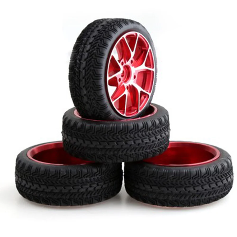 TBSCRC-4PCS-1-10-Rubber-Tire-RC-Racing-Car-Tires-On-Road-Wheel-Rim-Fit ...