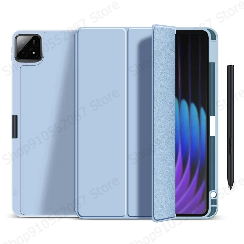 Premium Trifold PU Leather Case with Pen Holder & Soft Back Stand Cover