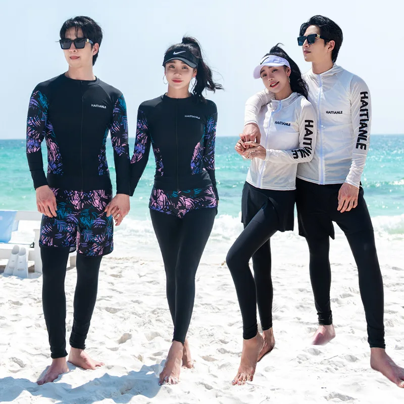 Men's Long Sleeve Diving Suit with Split Korean Style Swimming And Surfing Sports Swimwear for Floating Diving Beach Wear