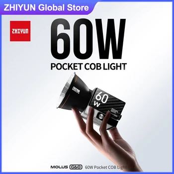 ZHIYUN MOLUS 야외 사진 조명, 포켓 COB LED 조명, 틱톡 유튜브 비디오 촬영용, 60W