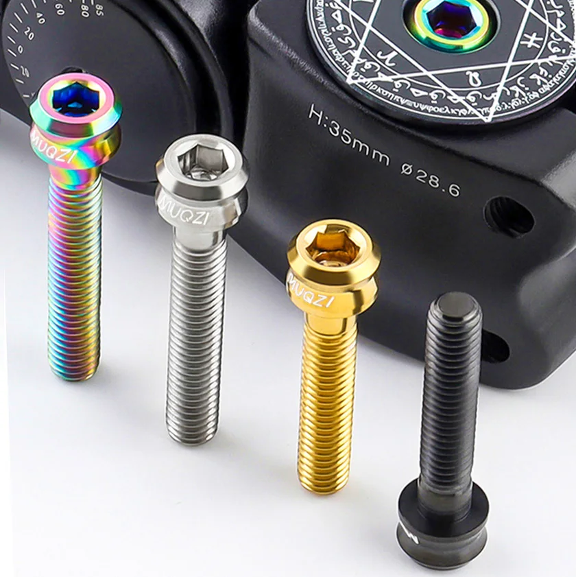 MUQZI Titanium Screws Bicycle M5x15 17 19MM M6x17 19 30 35MM Bike Headset Top Cap Bolt Stem Screw Brake Caliper Screw bike brake adjuster screw