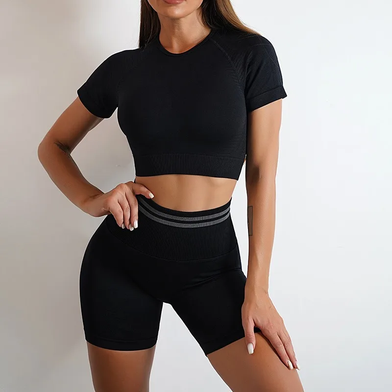 Yoga Short Sets Seamless SportsWear Women Sport Outfit For Woman Crop Top  Mini Shorts Suit Workout Clothes Athletic Wear - AliExpress