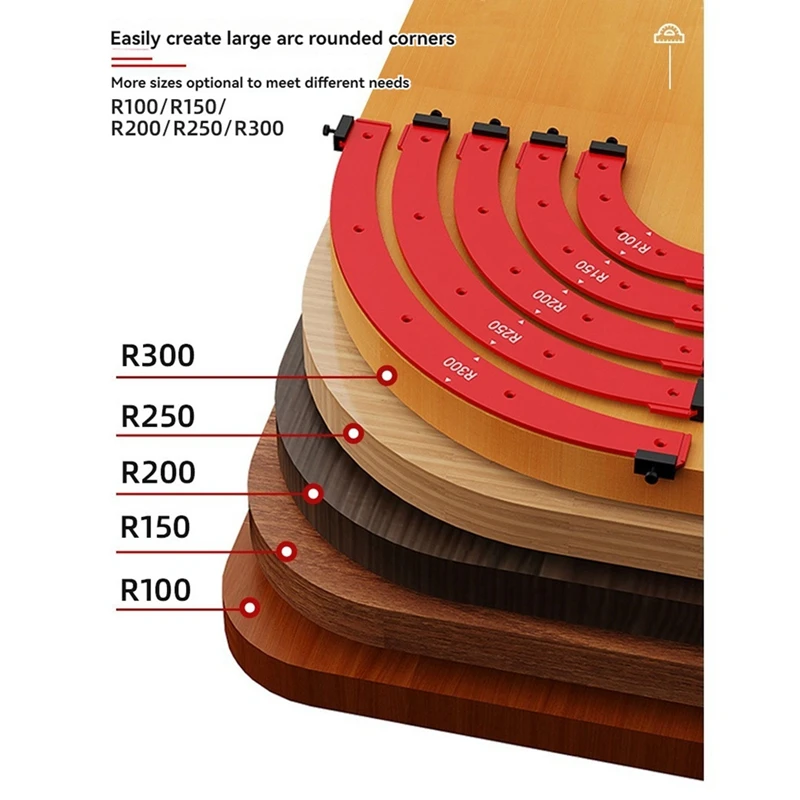 ABMR-Inner/Outer Corner Large Arc Mold Electric Router Slotting Template Woodworking Curved Angle Chamfering Template Tools
