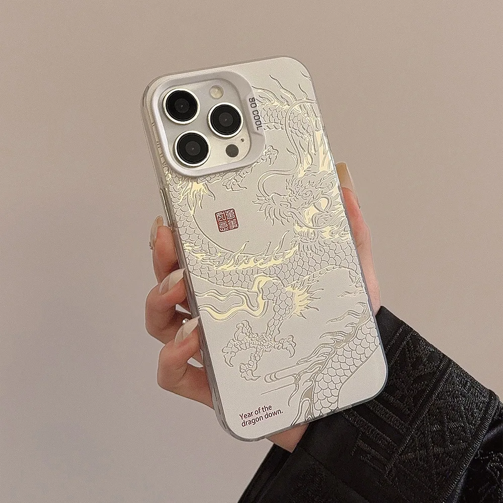 thumbnail image 1 of Dragon-funda de teléfono con láser brillante, carcasa moderna de estilo chino, blingbling 2024, para iphone 15, 14 plus, 11, 12, 13, pro max, 1 of 4