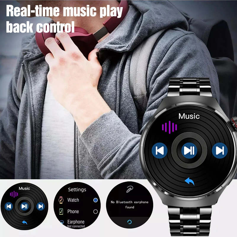 2023 Smartwatch GT4 Pro HD Full Touch Screen 2 Straps BT Music Calling  Reloj Inteligente Fitness Tracker GT4 Smart Watch