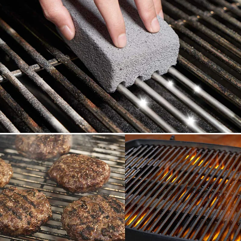 BBQ Grill Cleaning Brush Brick Block Barbecue Cleaning Stone Pumice Brick for Barbecue Rack Outdoor Kitchen BBQ Tools