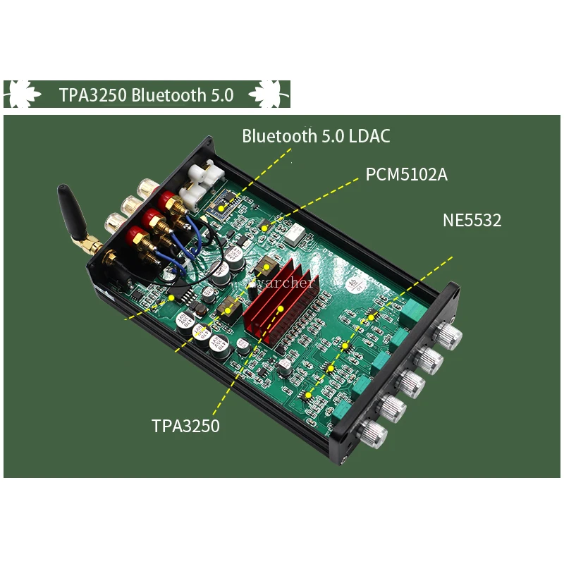 Фото Цифровой усилитель мощности Nvarcher TPA3250 2,1 Hi-Fi Bluetooth 5,1 QCC5125 70 Вт * 2 + 130 Вт PCM5102A DAC №2