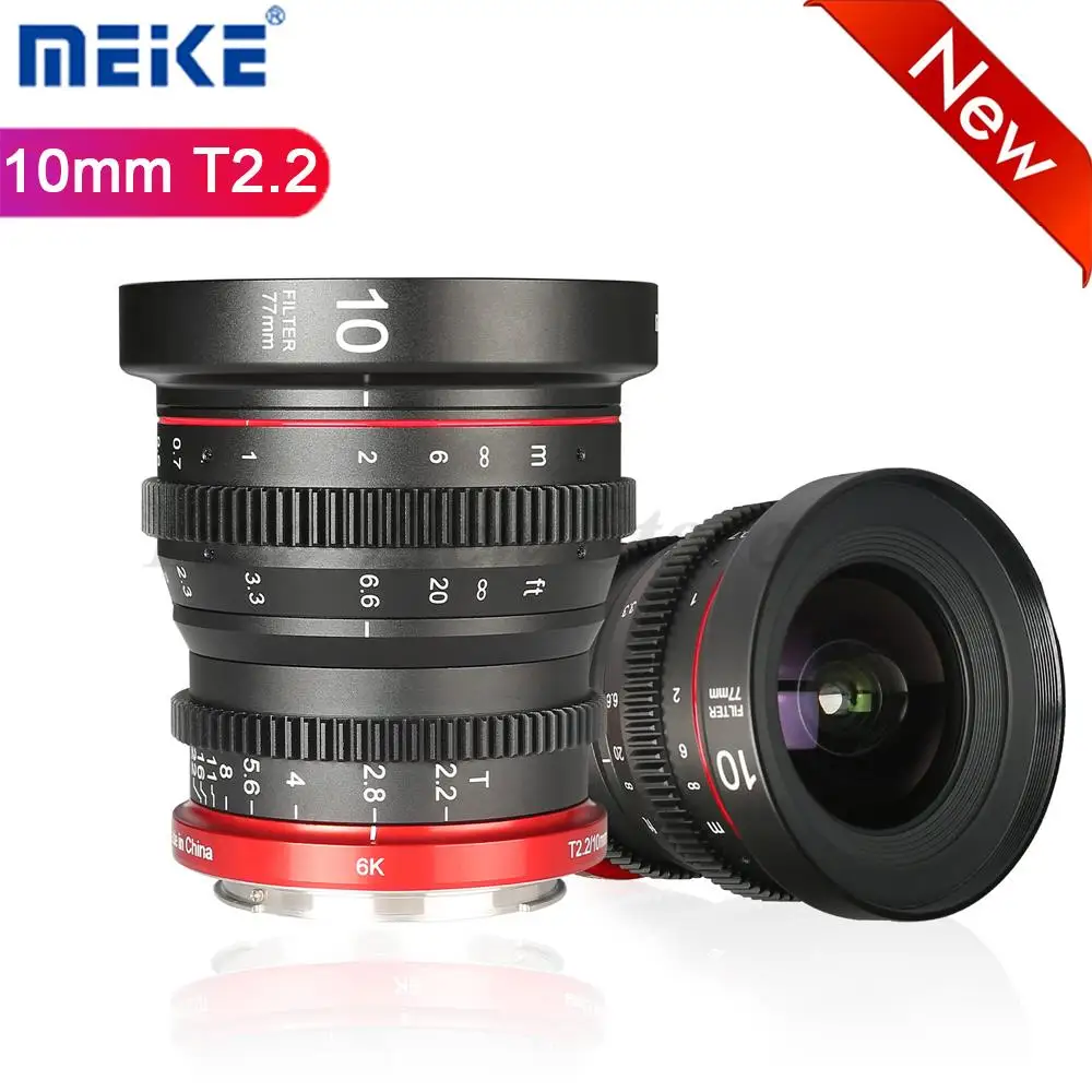 Meike 10Mm T2.2 Fotocamera Cine Lens Grande Apertura Messa A Fuoco Manuale Bassa Distorsione Aps-C S35 Formato Mini Prime Cine Lens