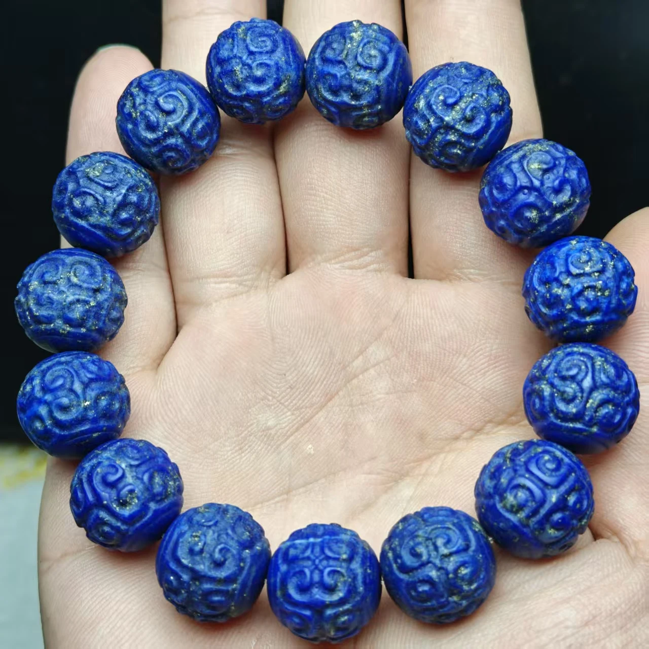 XXINGYU Natürliche AAAA Kaiser-Lapislazuli-Ruyi-Perlen, glatte runde lose Perlen für DIY-Schmuckzubehör, Armbänder, Perlen, Geschenk